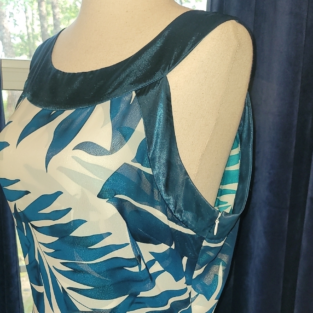 Bethany Mota White and Blue Halter Sheath Dress - Picture 2 of 5